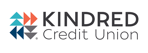 The words Kindred Credit Union next to 4 arrows pointing in each direction.